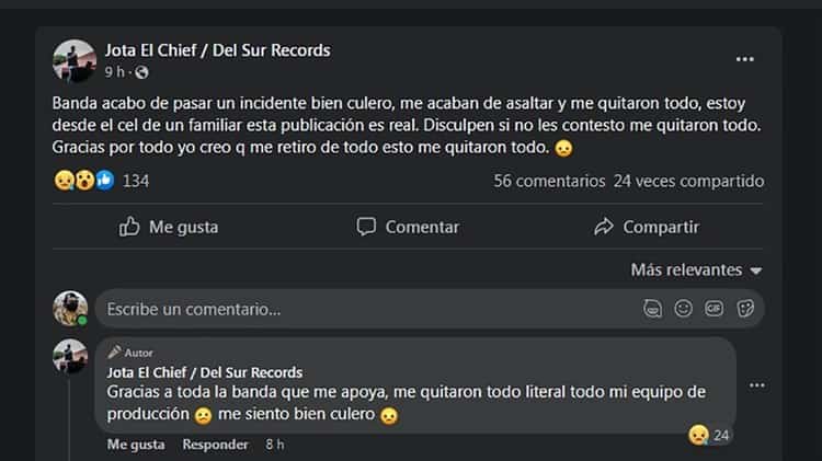 Roban equipo de trabajo a conocido productor de música en Coatzacoalcos