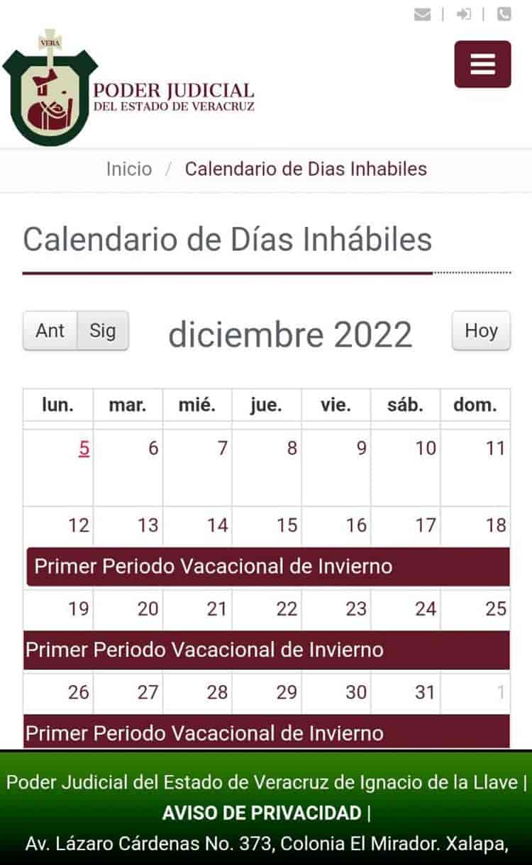 Poder Judicial de Veracruz programó tres periodos vacacionales para el resto de 2022