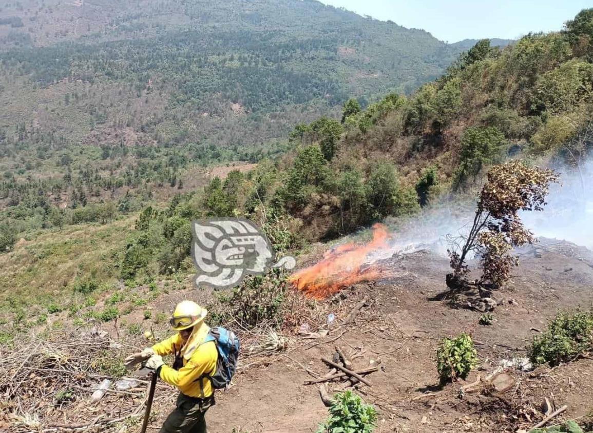 Tras protesta de pobladores, combaten incendio en cerro de Necoxtla