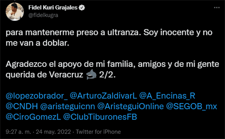 No me van a doblar: Fidel Kuri