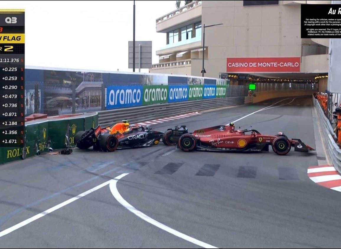 Sainz choca contra Checo Pérez en el Gran Premio de Monaco