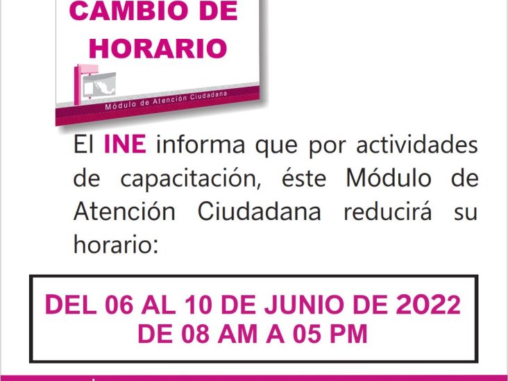 Por una semana, INE Coatzacoalcos modificará horario de atención
