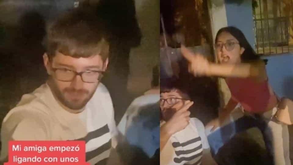Mexicana y español ligaban en fiesta y terminan en pleito por la conquista de América