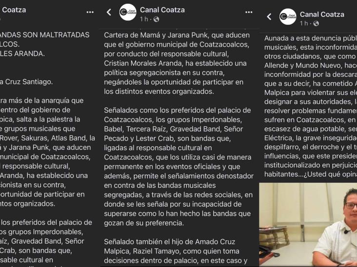 Bandas locales niegan recibir mal trato del Ayuntamiento de Coatzacoalcos