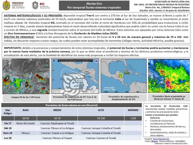 Lluvias de ‘Celia’ alcanzarían al sur de Veracruz