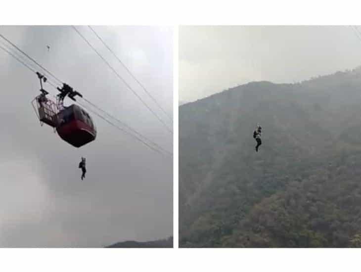 (+Video) Turistas quedan varados en un teleférico a varios metros de altura