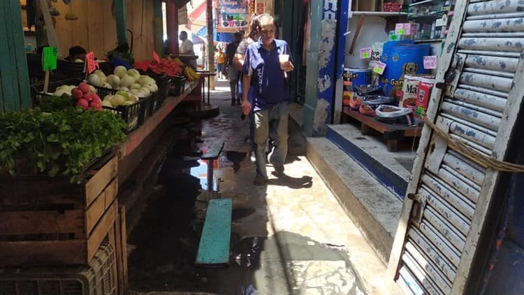 Drenajes de aguas negras en mercado Unidad Veracruzana, un riesgo insalubre