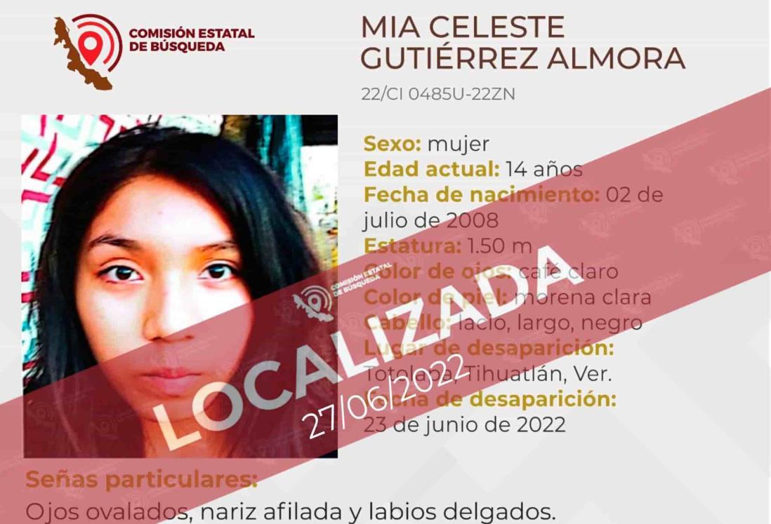 Localizan a Mia Celeste Gutiérrez Almora, adolescente desaparecida en Tihuatlán