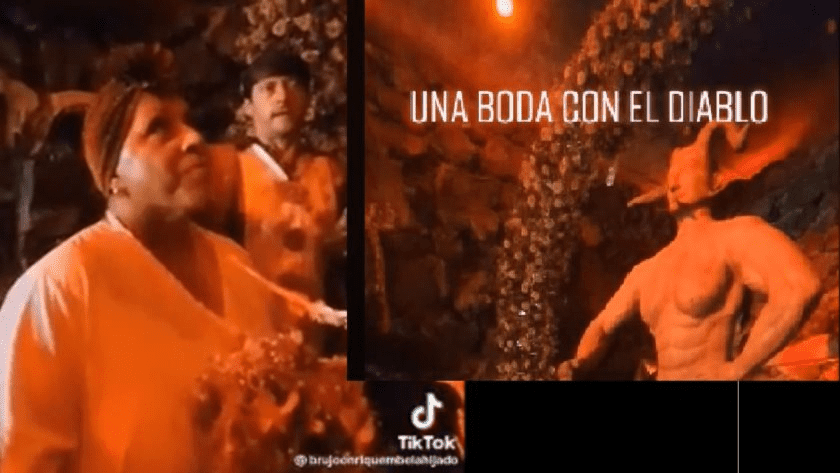 (+VIDEO) ¡Diabólica boda! Mujer se casa con el diablo en Catemaco