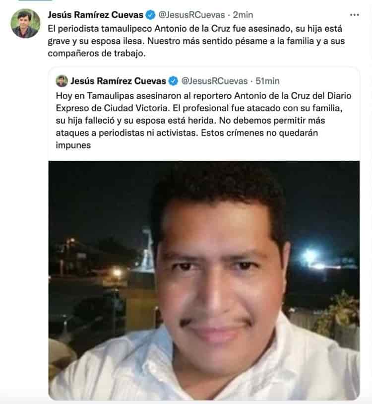 Tamaulipas ordena operativo para dar con sujetos que asesinaron a Antonio de la Cruz