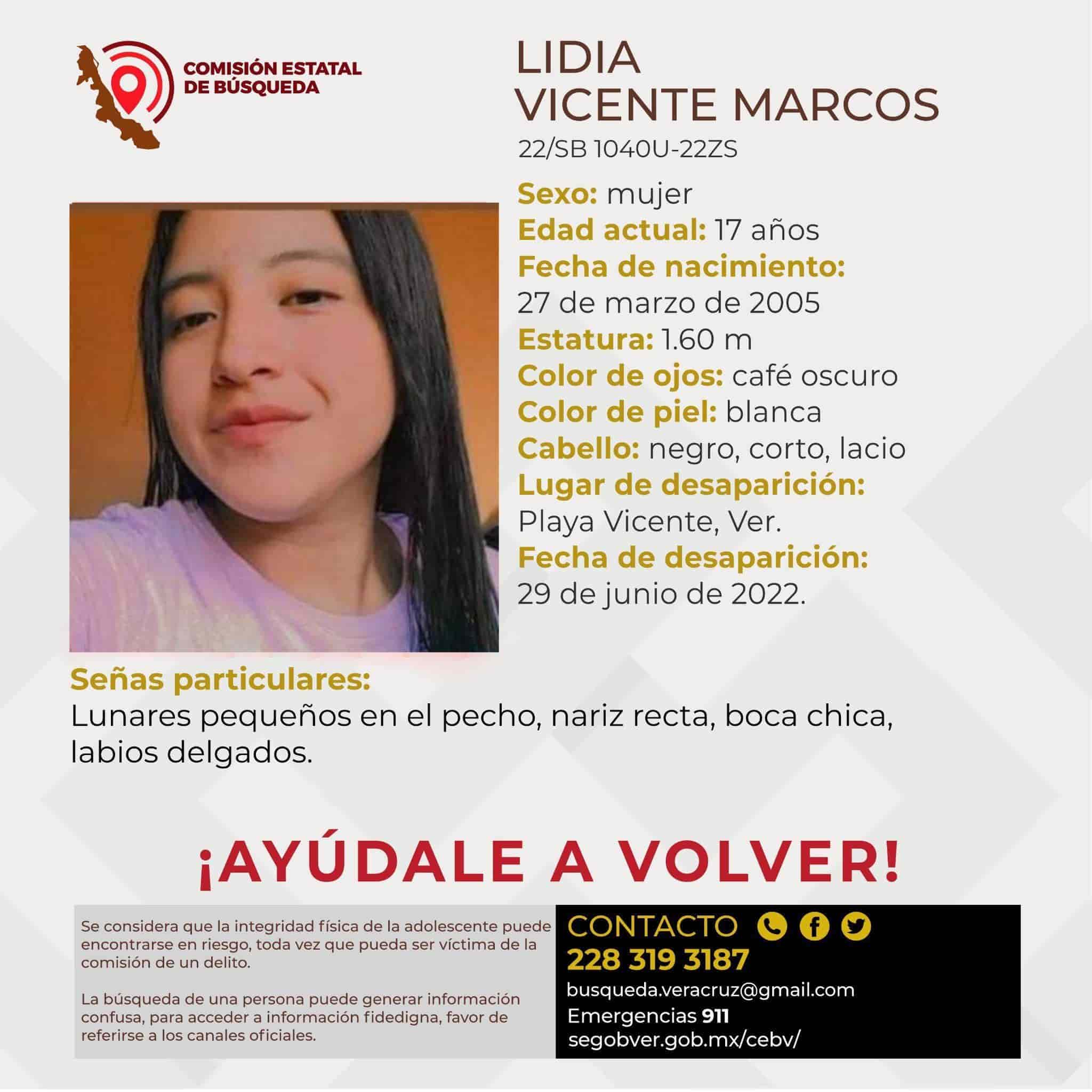 Familiares y amigos buscan a Lidia joven desaparecida en Playa Vicente