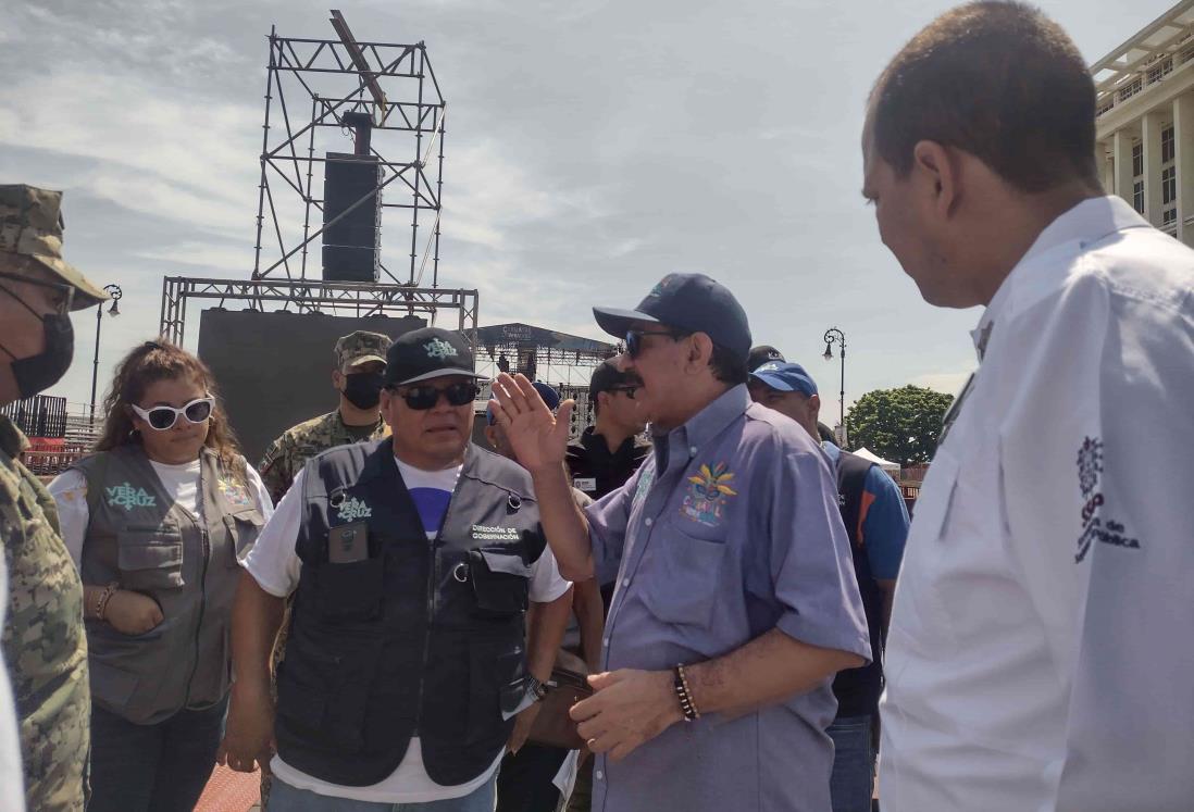 Inspeccionan Macroplaza del Malecón de Veracruz previo a coronación (+Video)