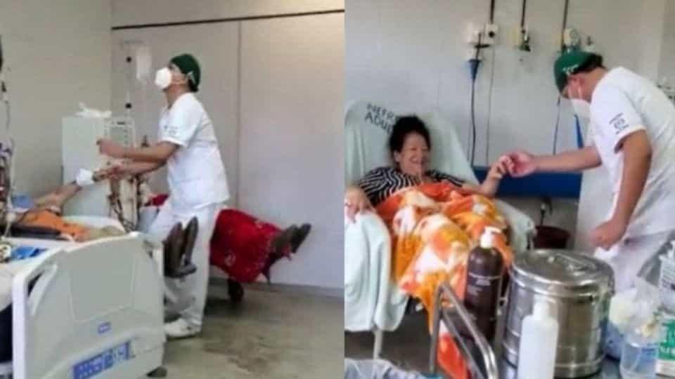 Enfermero se pone a bailar cumbia para animar a sus pacientes