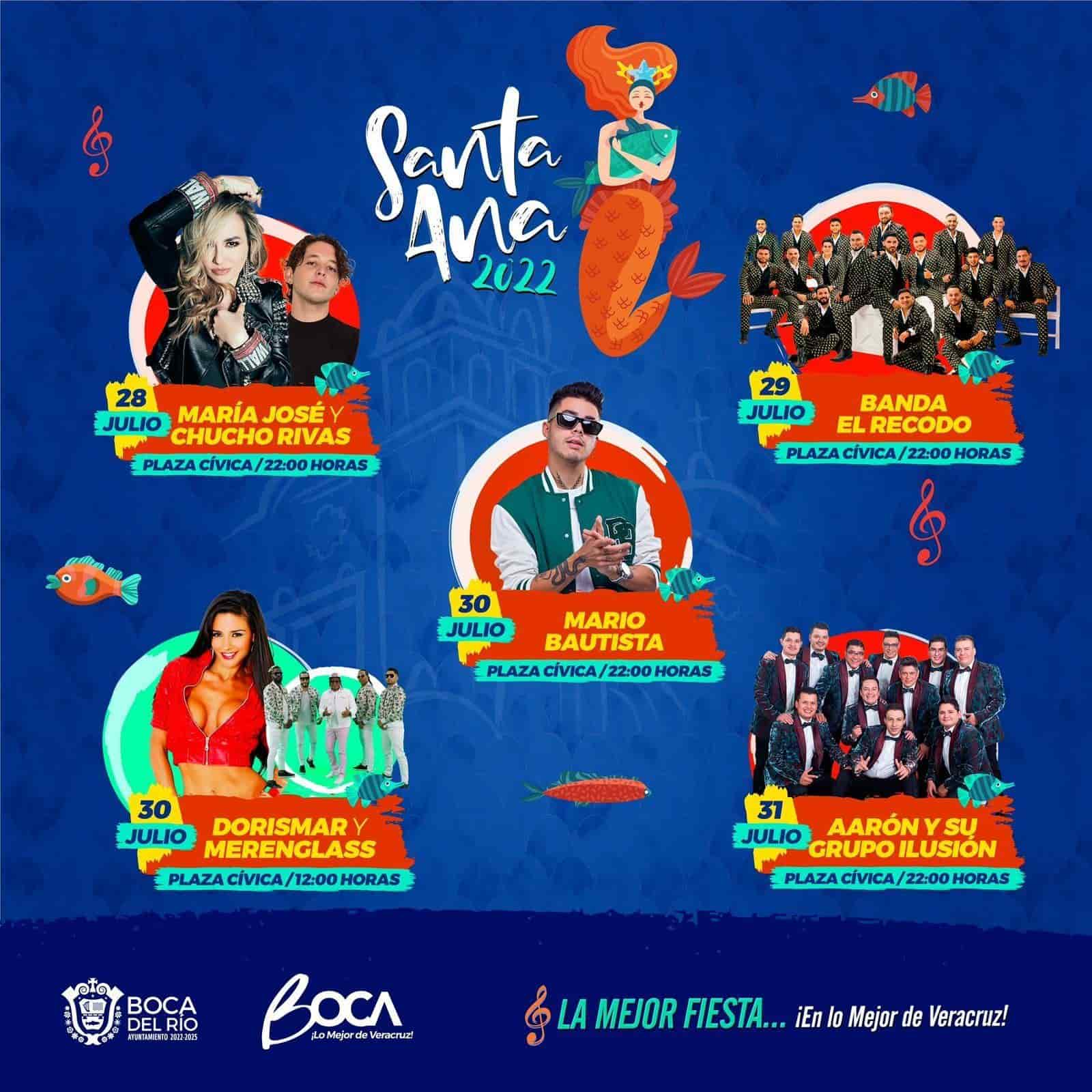 Estos son los artistas invitados para las Fiestas de Santa Ana 2022 en Boca del Río