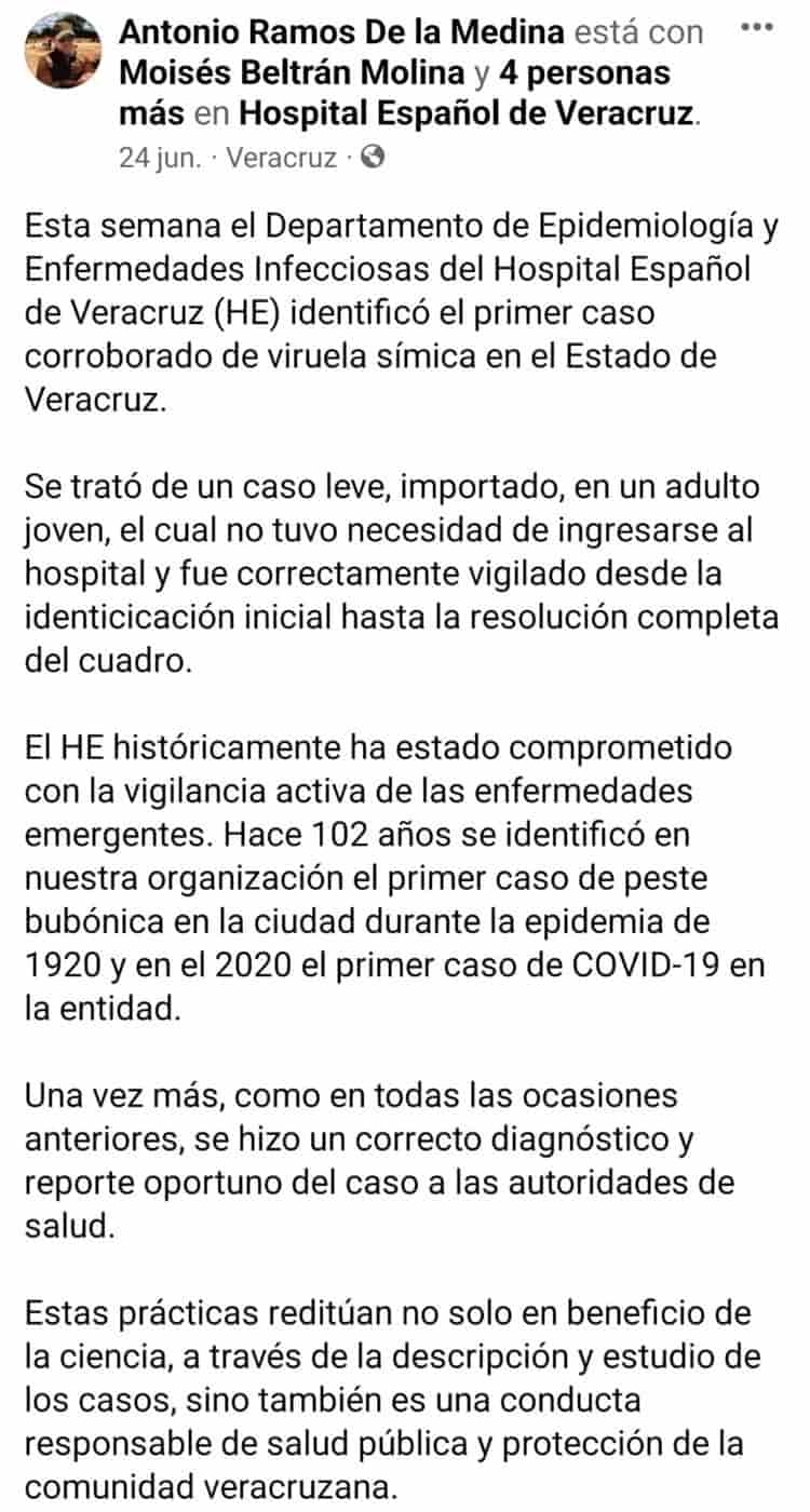 Ya habría un caso confirmado de viruela del mono en Veracruz