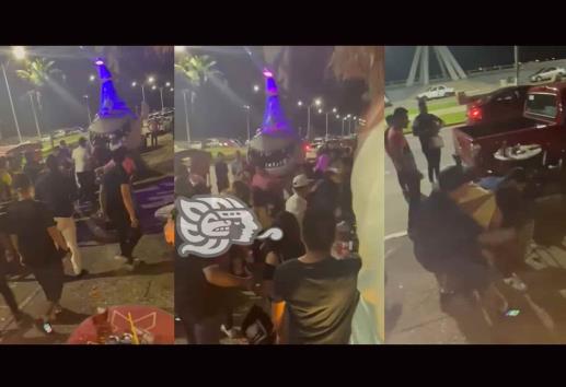 Zafarrancho al calor de las copas afuera de antro en Coatzacoalcos