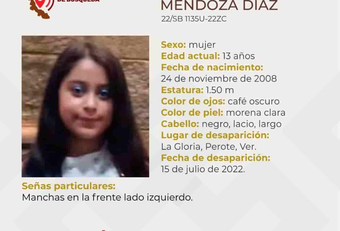 Buscan a Shadey Guadalupe Mendoza Díaz, menor desaparecida en Perote