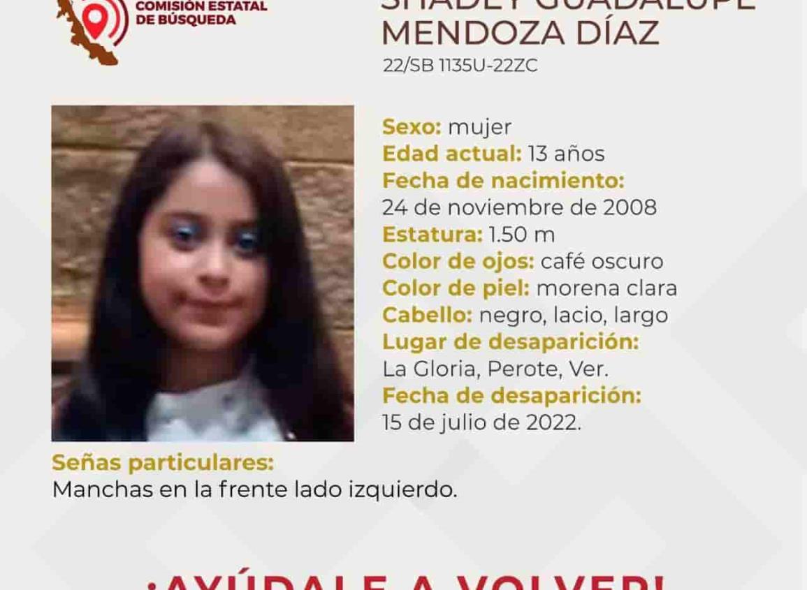 Buscan a Shadey Guadalupe Mendoza Díaz, menor desaparecida en Perote