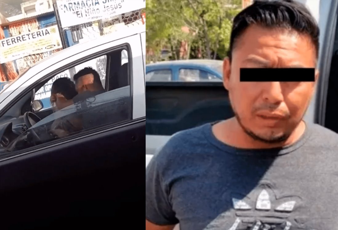 Sujeto es captado agrediendo a mujer en el interior de un auto en NL (+Video)