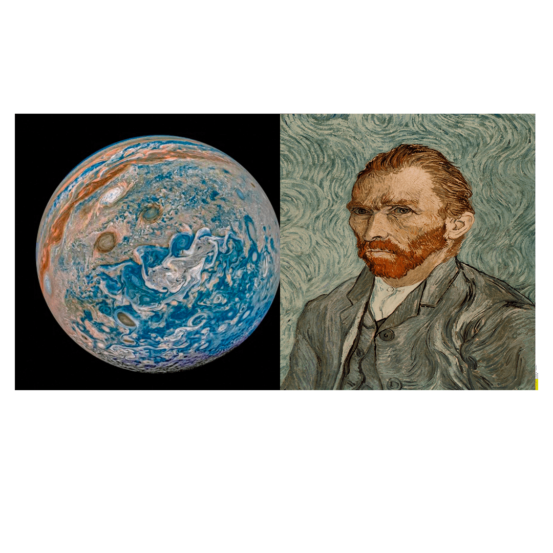 Comparan imagen más clara de Júpiter con cuadros de Van Gogh