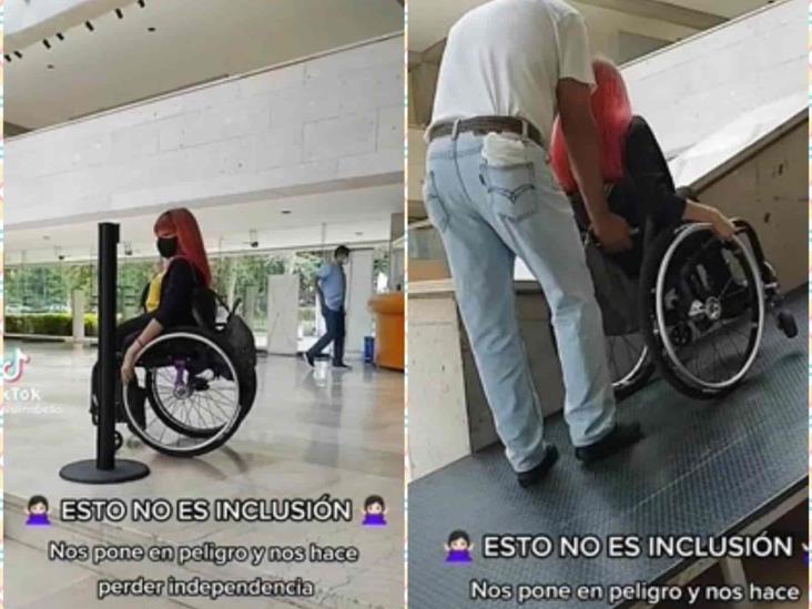 Esto no es inclusión: activista exhibe peligrosa rampa en Museo de Xalapa (+Video)