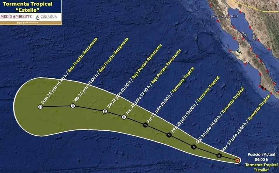 Estelle se debilita a tormenta tropical y continúa alejándose de México