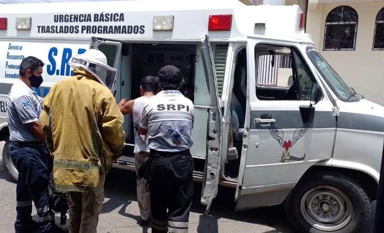 Es atacado por abejas mientras trabajaba en la torre de una iglesia de Poza Rica