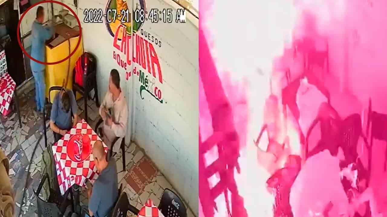 (+Vídeo) Flamazo en local de comida deja cinco quemados