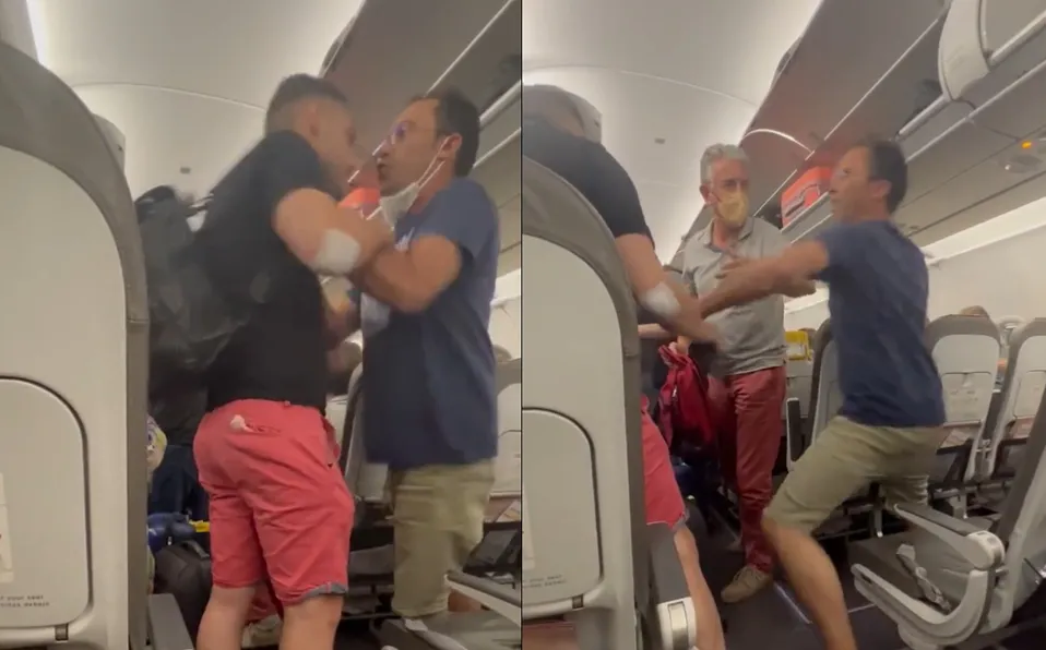 Pasajeros protagonizan dramática pelea en un avión para sacar sus maletas primero