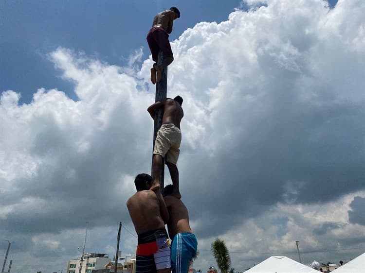 Buena participación en concurso de palo encebado en Boca del Río (+Video)