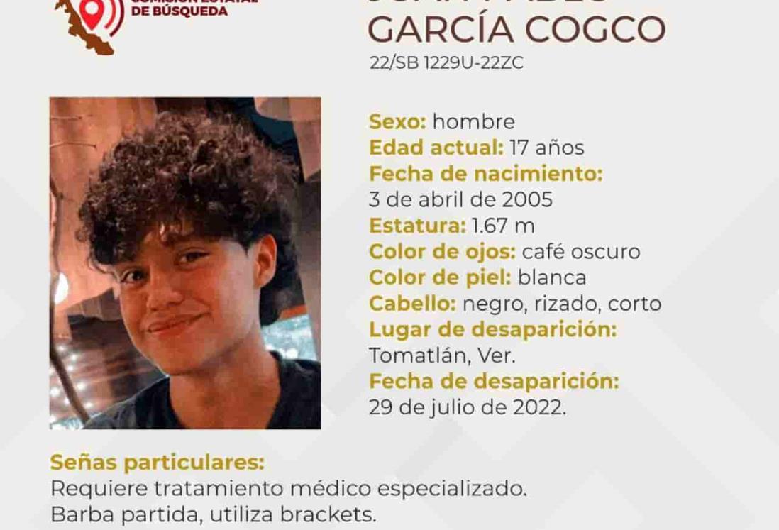 Buscan a Juan Pablo, de 17 años; desapareció en Tomatlán