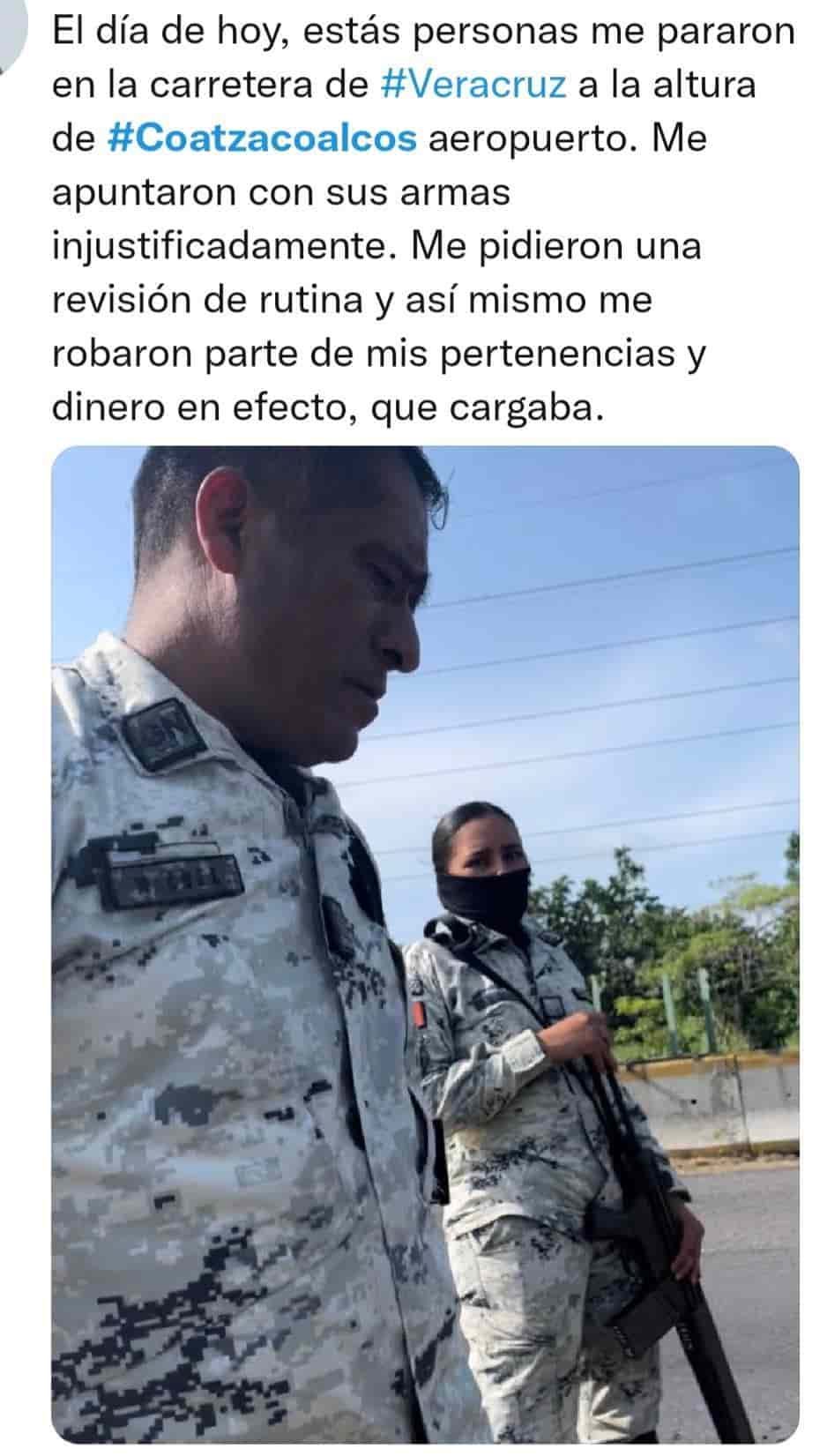 Reportan por robo a elementos de la Guardia Nacional