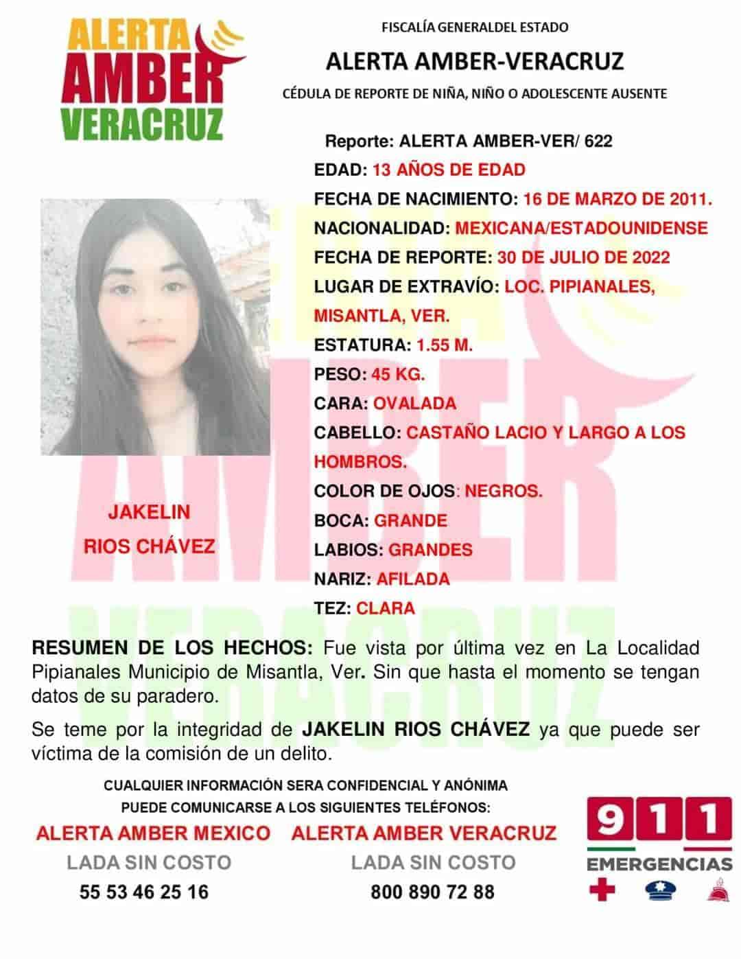 Emiten Alerta Amber tras desaparición de menor en Misantla