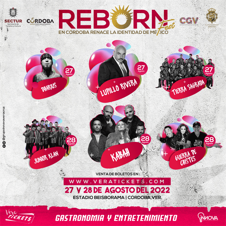 Lupillo Rivera, Kabah y Junior Klan invitados a Reborn Fest 2022 en Córdoba, Veracruz