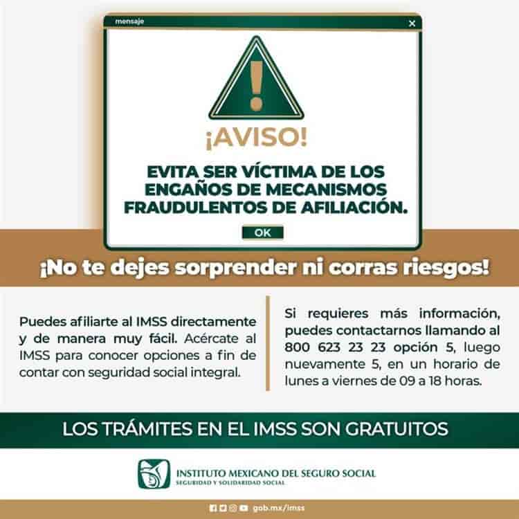 IMSS alerta sobre organizaciones que prometen seguridad social a cambio de dinero