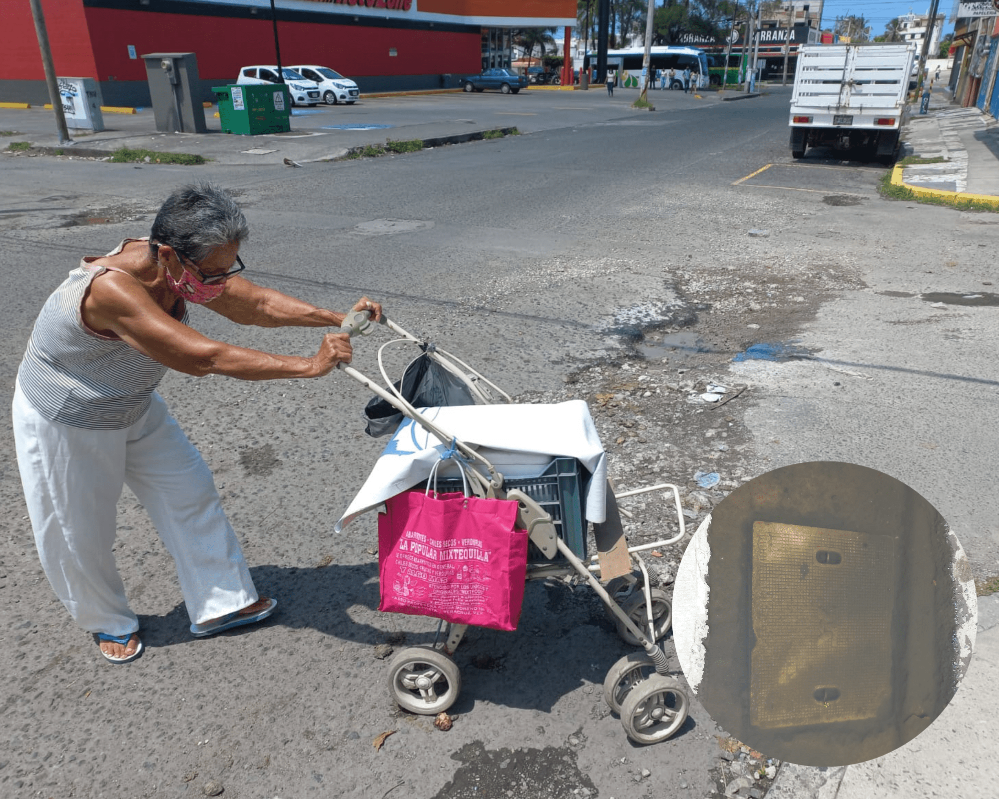 Entre baches y drenaje, así lucen las calles de este fraccionamiento en Veracruz