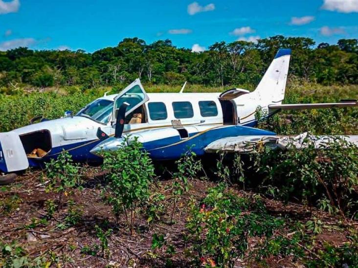 ‘Tumban’ avión en Campeche con 460 kilogramos de cocaína