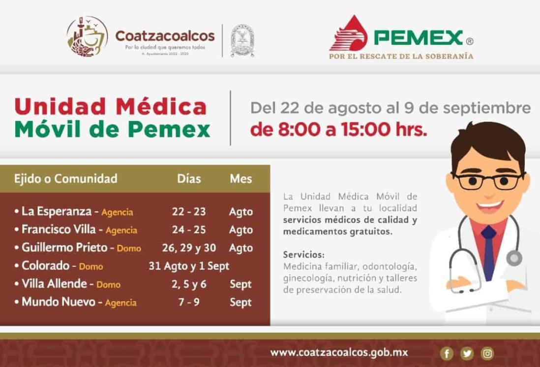 Llegará Unidad Médica de Pemex a zona rural de Coatzacoalcos