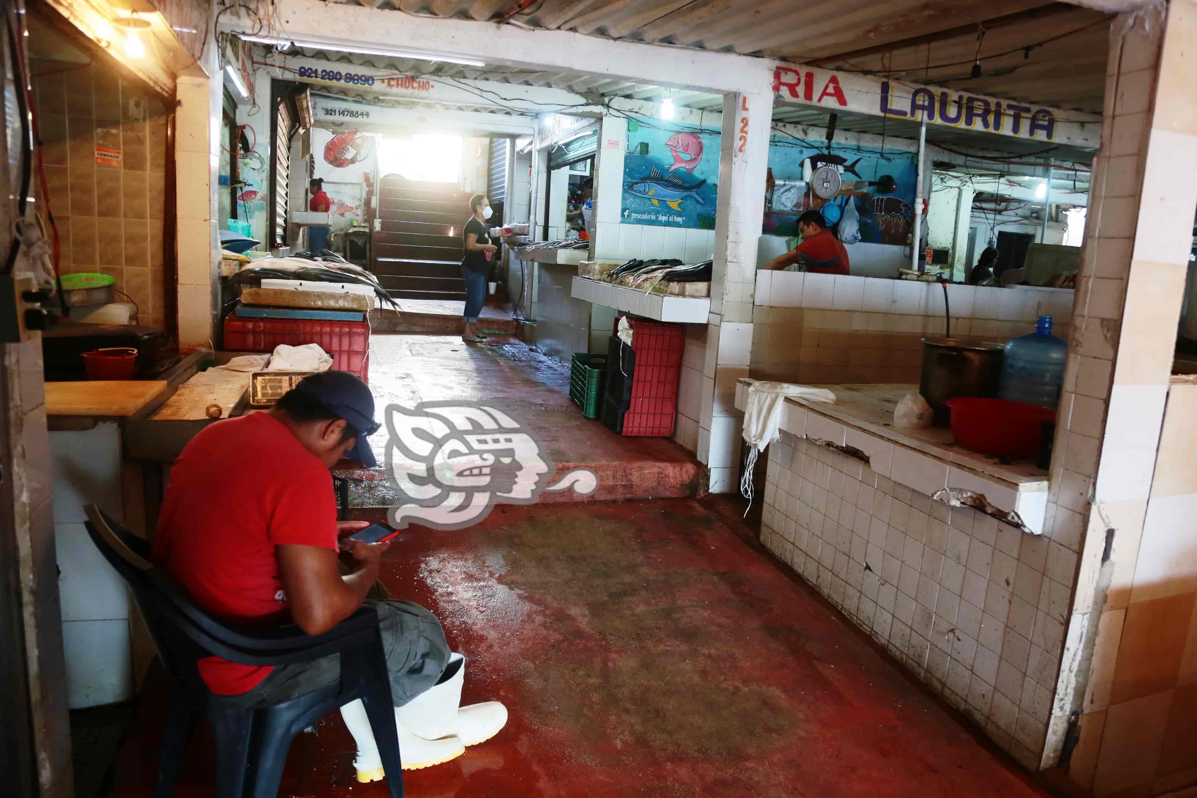 Venta en mercado de mariscos de Coatzacoalcos, cada día más complicada