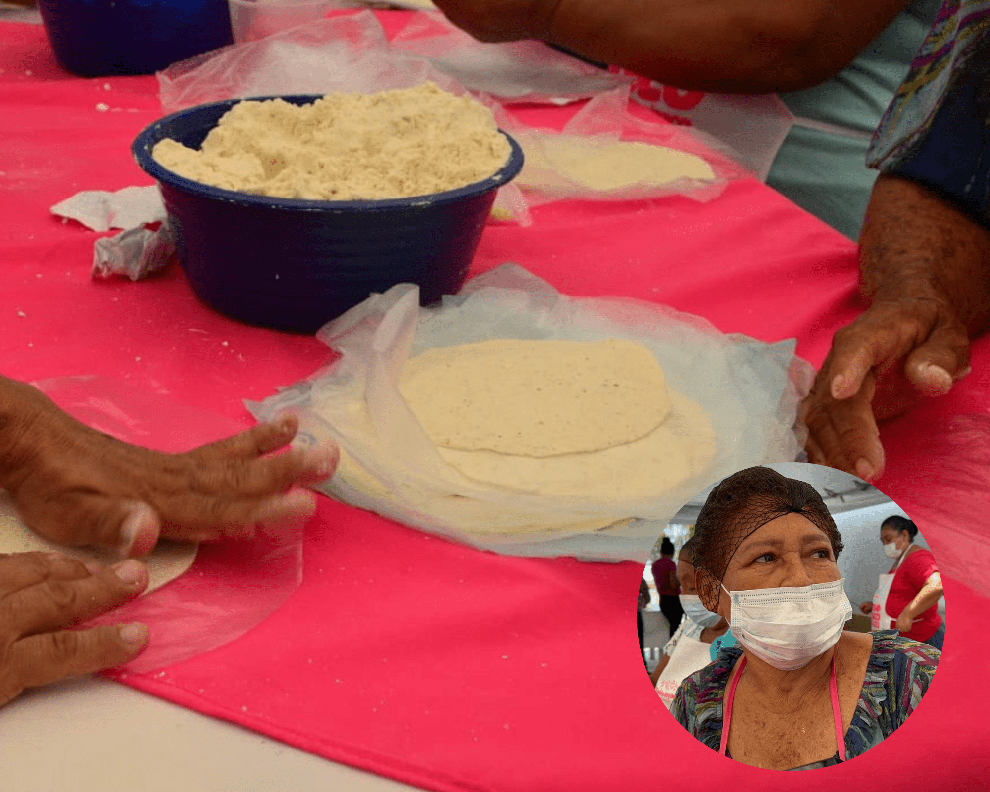 María y 23 mujeres más palmearon 85 kilos de masa para Feria del Queso en Tlalixcoyan