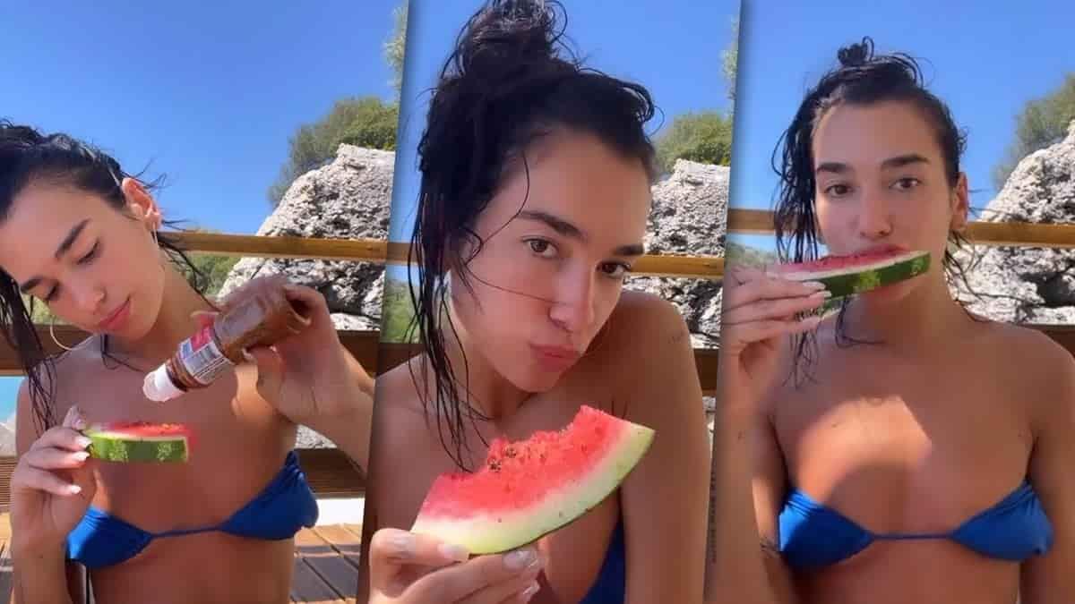 Dua Lipa disfruta sandía con Tajín y fans la hacen ‘mexicana’