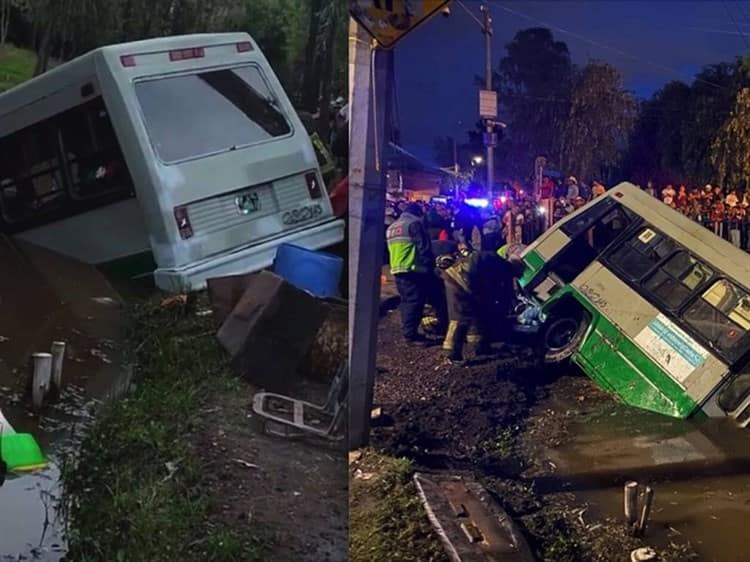 (Video) Mujer fallece tras choque y caída de un microbús a un canal de Xochimilco