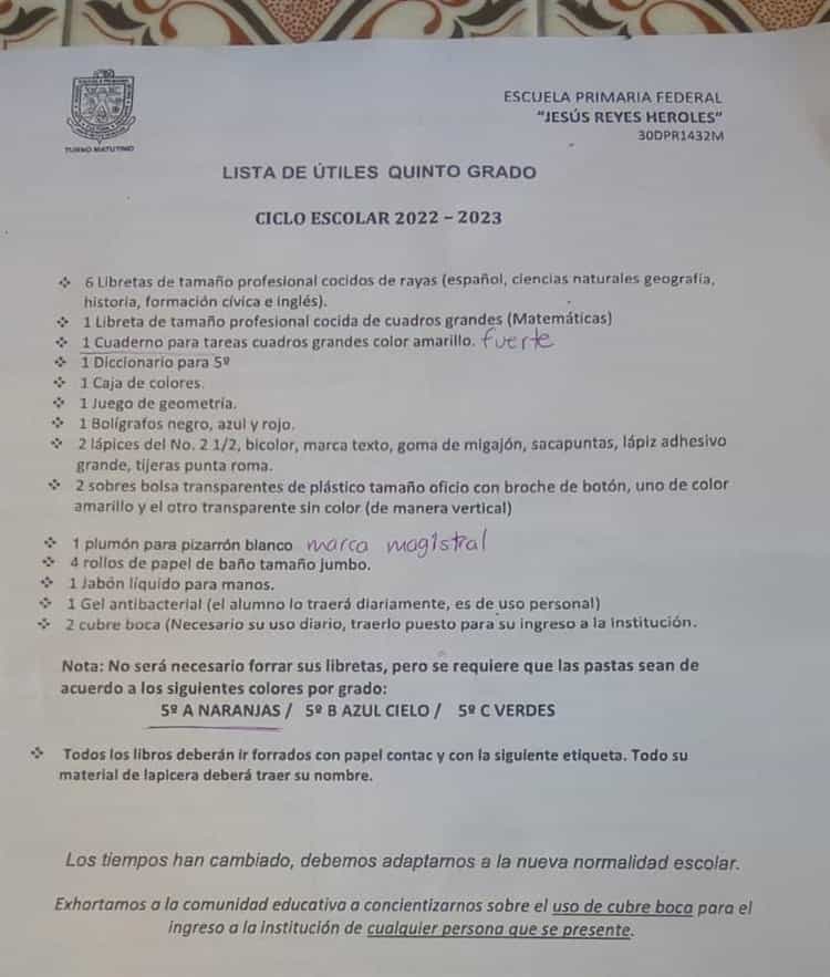 Esto cuesta surtir una lista de útiles escolares