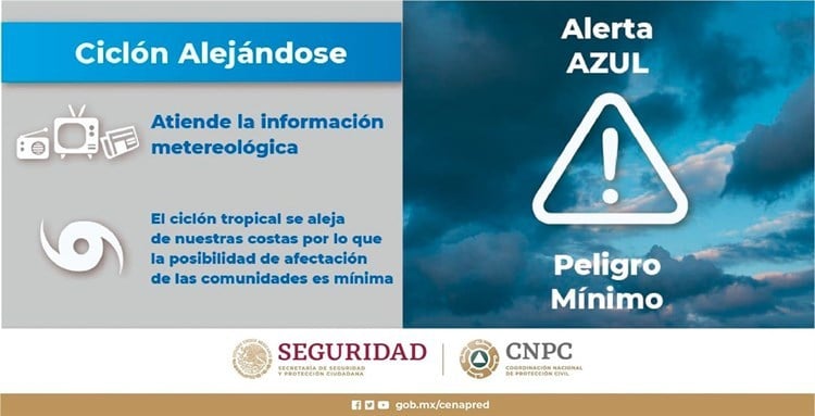 Disturbio tropical se aleja del sur de Veracruz; alerta azul