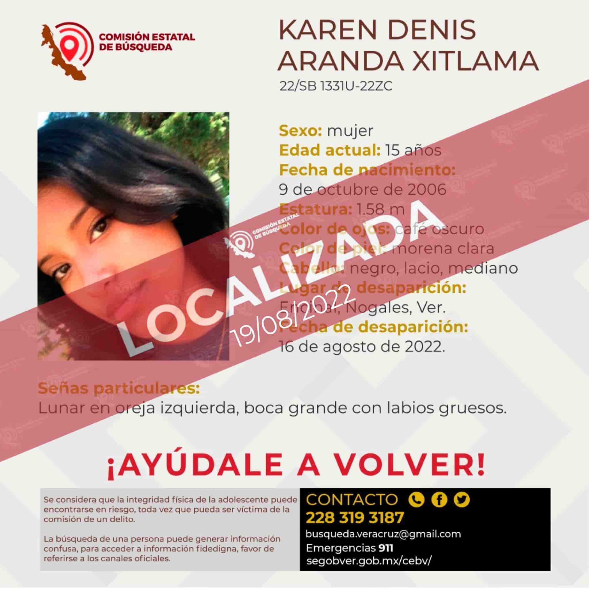 Localizan a Karen Denis Aranda, joven desaparecida en Nogales