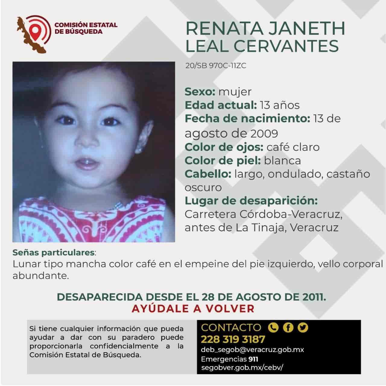 ¡Siguen buscando a la menor Renata Janeth! Desapareció desde 2011