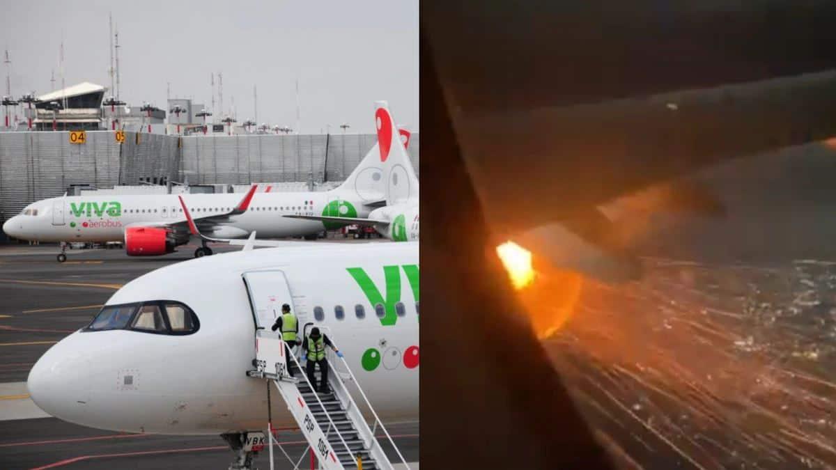 Viva Aerobus responde a video donde hay una falla en la turbina de un avión