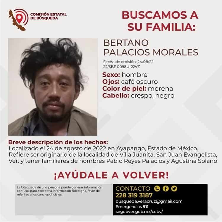 Buscan a familia de Bertano Palacios está en Estado de México y dice ser de Veracruz