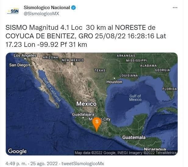 Se vuelve a mover Guerrero con sismo magnitud 4.1