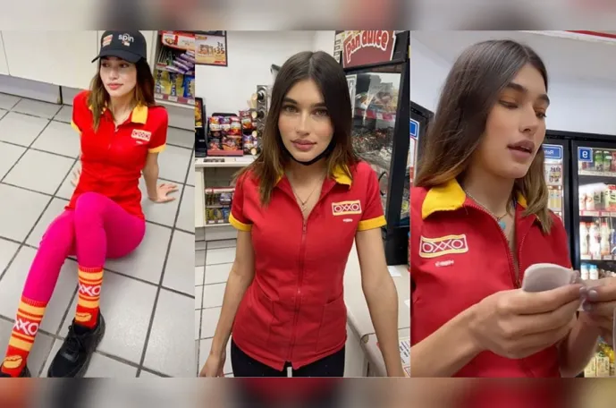 La modelo de Oxxo; tiktoker y cajera en tienda de conveniencia causa furor en redes